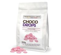 Cacao V Delta Cobertura sucedanea profesional de Chocolate Rosa Sabor Fresa 250g para Repostería - Callets Sucedáneos Fácil de Fundir para Tartas, Cake Pops, NO Necesita Templado/Temperado