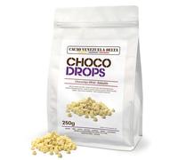 Cacao V Delta Pepitas de Chocolate Blanco 250g Para Repostería - Chips de Chocolate para Hornear y Topping - 24% de Cacao No GMO, Sin Gluten, Premium, Puro, Natural