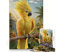 Cacatúa Amarilla en un Entorno Tropical Rompecabezas de 1000 Piezas Ideal para Entrenamiento, recreación Tranquila y con Bordes definidos Regalo conmovedor (50x75cm)