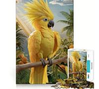 Cacatúa Amarilla en un Entorno Tropical Rompecabezas de 1000 Piezas Juego de Memoria Cerebral, Corte láser Actividad Absorbente para Noches tranquilas (50x75cm)