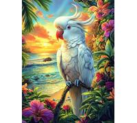Cacatúa blanca en el bosque mágico Puzzle 300 Piezas Cartón Blanco Premium Para Expertos Dibujo Animado de Paisajes de Cuento de Hadas Desconectar Estrés Alivio Ansiedad Garantía Satisfacción Regalo C