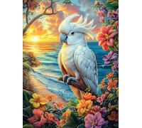 Cacatúa Blanca en el Bosque Tropical Puzzle 300 Piezas Cartón Resistente para Adultos Entretenimiento Individual Desconectar Estrés Colgar En Pared Idea De Regalo 300 PCS