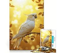 Cacatúa Blanca en luz Dorada Rompecabezas de 1000 Piezas Juego de concentración Mental Corte de precisión Bordes Suaves Juego para Construir Conexiones significativas (38x52cm)