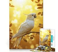 Cacatúa Blanca en luz Dorada Rompecabezas de 1000 Piezas Juego Divertido sin Rebabas Piezas de Corte Limpio Portátil y fácil de Transportar Juego Divertido (50x75cm)