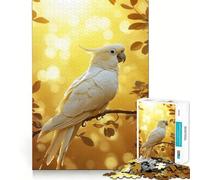 Cacatúa Blanca en luz Dorada Rompecabezas para Adolescentes 1000 Piezas Estimula la Mente Diversión Corte Limpio Componentes Resistentes Actividad conmovedora para Compartir en Grupo (38x26cm)
