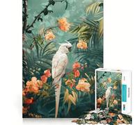 Cacatúa Blanca en paraíso Tropical Rompecabezas de 1000 Piezas para Adolescentes Juego para estimular la Mente Montaje Firme y Seguro Actividad Nocturna Divertida para Toda la Familia (50x75cm)
