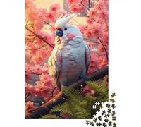 Cacatúa Blanca Rompecabezas de 1000 Piezas, Pintura Flor Cerezo, Papel Reciclado, Extremadamente Difícil para Adultos 52x38cm/1000pcs