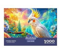 Cacatúa con Cresta Amarilla Entre Flores Vibrantes Puzzle De 1000 Piezas el Loro, Excelente Juego para Adultos Y Niños 52x38cm/1000pcs
