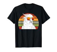 Cacatúa con gafas de sol Ilustración Vintage Retro Puesta de sol Camiseta