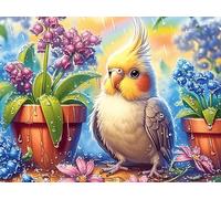 Cacatúa NINFA en Maceta Puzzle 500 Piezas Cartón Resistente para Niños Mayores 14 Años Mascota Animal Estimulación Cerebral Entretenimiento Sin Pantalla 500 PCS/52×38cm