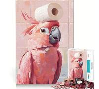 Cacatúa Rosa con Papel higiénico Rompecabezas de 1000 Piezas para Adolescentes Mejora la Memoria Fácil de Usar Ocio Corte Firme Decoración de Pared (38x52cm)