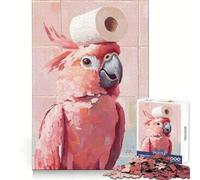 Cacatúa Rosa con Papel higiénico Rompecabezas de 1000 Piezas para Adolescentes Mejora la Memoria Relajación Mental Bordes Afilados Regalo Creativo (50x75cm)