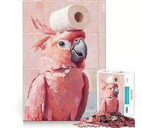 Cacatúa Rosa con Papel higiénico Rompecabezas de 1000 Piezas para Adolescentes Mejora la Memoria Relajación Mental Bordes Afilados Regalo Creativo (50x75cm)