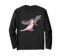 Cacatúa Rosa con T Rex Shadow Bird Lovers Manga Larga