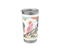 Cacatúa rosa - diseño de pájaro tropical Vaso térmico de acero inoxidable de doble pared