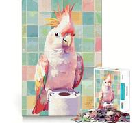 Cacatúa Rosa sobre Rollo de Papel higiénico Rompecabezas de 1000 Piezas para Adultos Rompecabezas Mental Arte Relajante para armar (50x75cm)