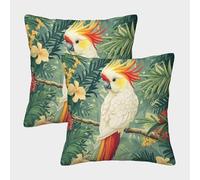 Cacatúa Tropical Fundas De Almohada Estilo de ilustración de Selva Vibrante Cojines Decorativos Impresos En 3D,para Sofá Cama 50x50cm 2 Paquetes