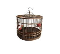 cacatúas Jaula Circular de bambú for pájaros con Gancho, fácil Colgar, Jaula pequeña for Forma Perla, Transportar