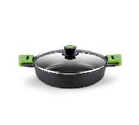 BRA Prior Cacerola baja con tapa de cristal y asas de silicona, apta para todo tipo de cocinas incluida inducción y horno, 36 cm, 7,1 litros