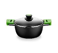 BRA Prior | Cacerola alta con tapa de cristal y asas de silicona extraíbles, 20 cm, apta para todo tipo de cocinas incluida inducción y horno.Libre de PFOA.