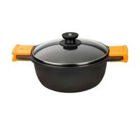 BRA Efficient Cacerola alta con tapa de cristal y asas de silicona extraíbles, 36 cm, apta para todo tipo de cocinas incluida inducción y horno, Color Negro