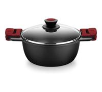 BRA Premiere Cacerola alta 24 cm, Aluminio Fundido, Tricapa, Revestimiento Antiadherente reforzado, 2 asas de Silicona Desmontables, Apto para todo tipo de Cocinas incluida Inducción, color Rojo