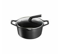 Tefal Robusto, Cacerola 20 cm + tapa de cristal, Aluminio fundido, Retención de calor, Revestimiento antiadherente, Negro