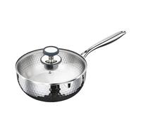Cacerola de acero inoxidable - antiadherente con tapa mango y boquilla | de vapor sin recubrimiento, para cocina casera freír a fuego lento hervir sopa salsa comidas saludables