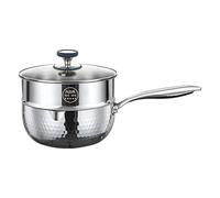 Cacerola de acero inoxidable con tapa, utensilio de cocina antiadherente martillado, olla multiusos de acero inoxidable con 2 boquillas para verter, apta para todo tipo de cocinas, 18cm 20cm 22cm 24cm
