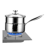 Cacerola De Acero Inoxidable - Sartén Martillada 316 De 16 Cm | Sartén Antiadherente Sin Recubrimiento | Tapa Con Caño Doble Basculante. Incluye Rejilla Para Vaporera, Acabado Dorado Plateado, 1250 G,