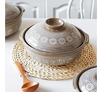 Cacerola de arcilla con tapa, resistente al calor, olla arrocera de gres duradera para guisos, sopas y hornear, ideal para comidas familiares y cocinar al aire libre