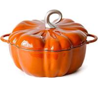 Cacerola De Calabaza De Hierro Fundido Con Tapa 1.5/1.85/3.7L,Olla Para Sopa,Antiadherente,Horno Holandés Pansenamelado, Utensilios De Cocina Para Cocinar Lentamente,Pollo,Estufa,Camping B,25CM