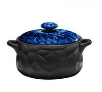 Cacerola de cerámica antiadherente, plato de arcilla de 4,8 L con asas dobles, olla redonda de arcilla negra para guisos, hornear y cocinar lentamente