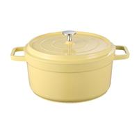 Cacerola de cerámica esmaltada de aluminio fundido, apta para horno: sartén antiadherente, fácil limpieza, cacerola con tapa para todo tipo de fuegos (amarillo, 2,75 L)