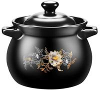 Cacerola de cerámica, olla versátil para estofado y sopa con tapa, arcilla duradera para cocinar, hornear y hervir, herramienta esencial de cocina