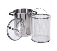 Cacerola de espárragos en acero inoxidable Ø16x21cm de fondo encapsulado y tapa de cristal