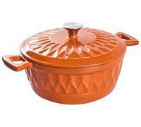 Cacerola de hierro fundido con tapa apta para el horno compatible con todo tipo de placas de cocina naranja Castino