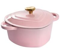 Cacerola de hierro fundido con tapa en forma de corazón apta para el horno compatible con todo tipo de placas de cocina rosa Levorra