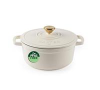 Cacerola de hierro fundido Salter Chester 2 L - esmaltada, sin PFAS, apta para horno 240 °C, inducción y todo tipo de fuegos, olla para sopas y guisos, color crema