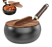 Cacerola de hierro fundido sin esmaltarAdecuado para freír a alta temperatura, guisar, hervir, función de conservación del calor, múltiples métodos de cocción, adecuado para la cocina. Black,24CM