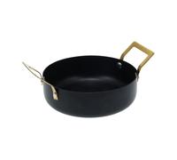 Cacerola de presentación de ø13x4m con mango dorado - ideal para tapas, aperitivos, salsas o presentaciones gourmet - en acero inoxidable