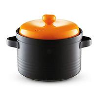 Cacerola de terracota de 5 litros, olla de arcilla antiadherente, utensilios de cocina de cerámica saludables, fácil de limpiar, color rojo, perfecto para hornear, cocinar y servir platos