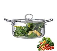 Cacerola de vidrio con tapa, olla grande for cocinar a fuego lento, ideal for cocinas domésticas, restaurantes, utensilios de cocina de vidrio, estufas y lavavajillas.(2.5L)