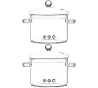 Cacerola de Vidrio de Borosilicato 1500ml 2 Piezas | Transparente, para Guisar Pollo y Sopa, Gran Capacidad, Uso Doméstico, Dos Unidades