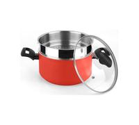Fagor Maxima Olla Vaporera Inducción 20 cm, Cacerola Aluminio Forjado, Steamer Acero Inoxidable, Tapa de Cristal, Antiadherente sin PFOA, Apta para Todas Las Cocinas, Vitrocerámica, Gas, Rojo