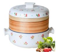 Cacerola japonesa con asas for cocinar, olla con vaporera, olla de barro antiadherente, vaporera de bambú natural for cocina doméstica.(1.5L)