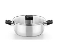 Cacerola Monix M240324 24cm Acero Inoxidable Fondo 5,7mm Tapa Vidrio Baquelita