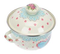 Cacerola, olla antiadherente con revestimiento de cerámica con tapa, olla de estofado esmaltado de flores retro para cocina del hogar, ideal para sopa, pasta, leche y salsa