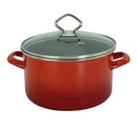 Cacerola Olla Sartén Rom Ø 20 Cm Enameled Roja Con Tapa De Vidrio