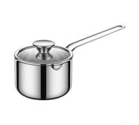Cacerola pequeña de acero inoxidable con tapa de vidrio para cocinar y hervir, olla de 23,5 cm para pasta, leche, sopas, compatible con cocinas de gas y eléctricas